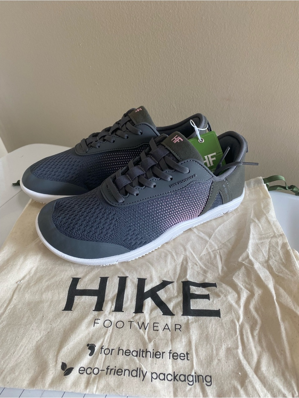 HIKE Footwear Unisex Stride Gray w/ Pink Accent Athletic Sneakers